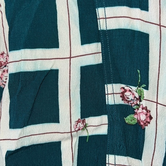 Free People Window To My Heart White/Green Button Down Shirt Size Small - Picture 6 of 16